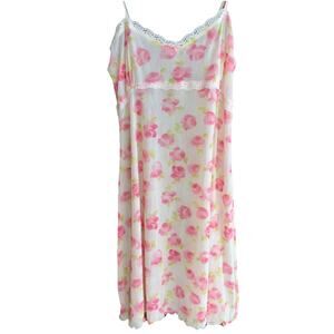 Eberjey‎ Chemise Slip Mesh Floral Lace Trim Very Stretchy Size Medium Coquette